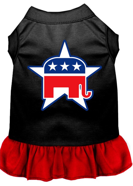 Republican Screen Print Dress Black with Red Med